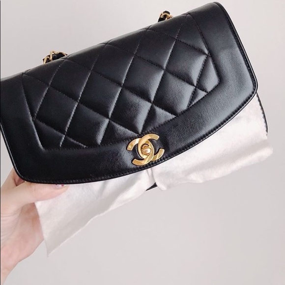 CHANEL, Bags, Sold Chanel Diana Flap Small Black Lambskin